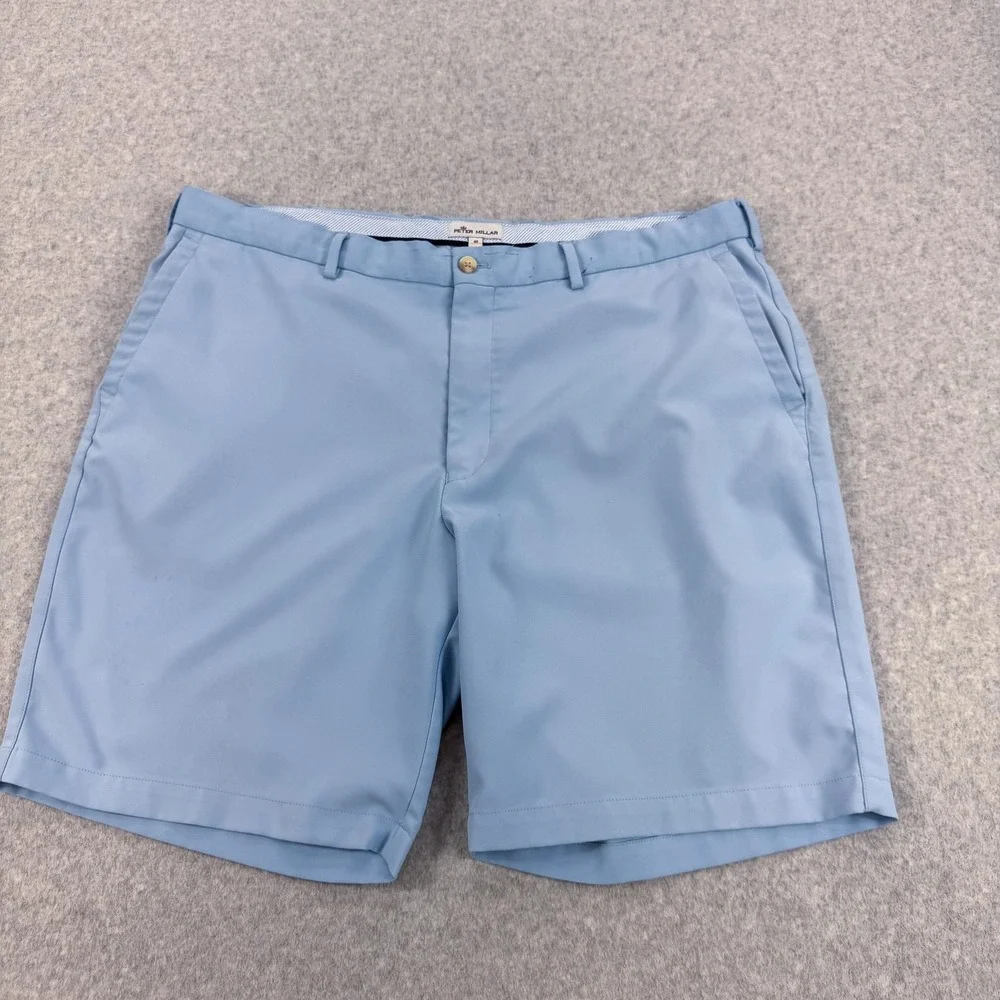 Peter Millar Shorts Lot Of 2 Mens 40 Blue Beige Golf Microfiber Chino 40x9